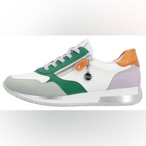 Remonte Vapod Zip white multi leather sneaker with side zip and removable insole